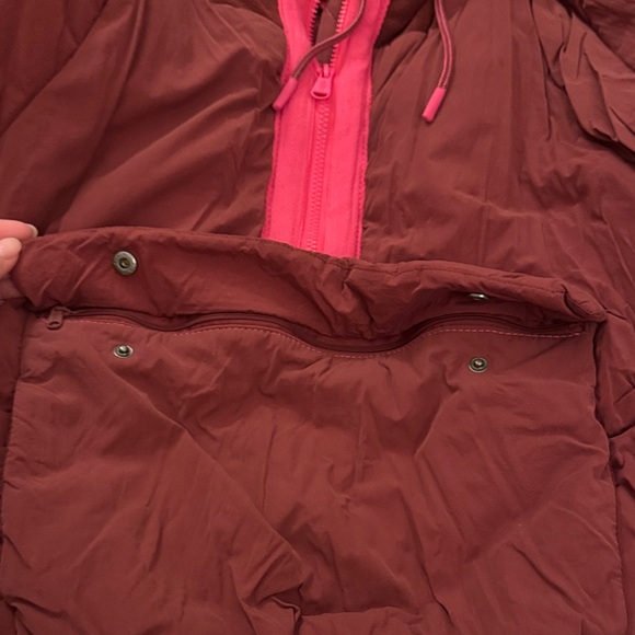 FP Movement Burgundy Puffer Jacket with Pink Zipper - Picture 4 of 7
